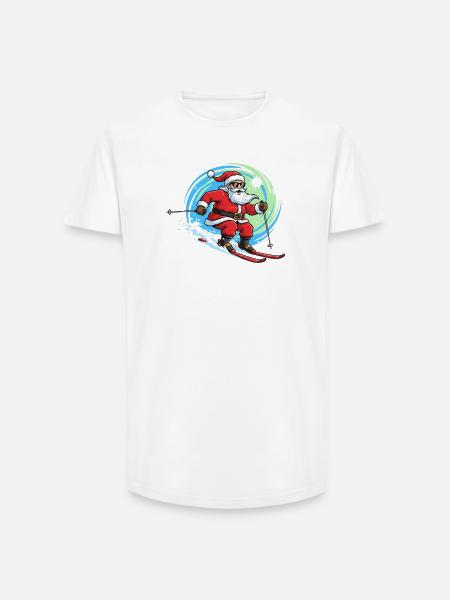 Christmas Man Skiing Winter Fun - Long Fit Men's T-Shirt - white