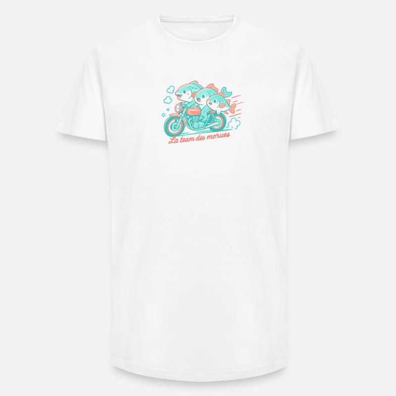Turquoise cod on a motorcycle - Long Fit Men's T-Shirt - white
