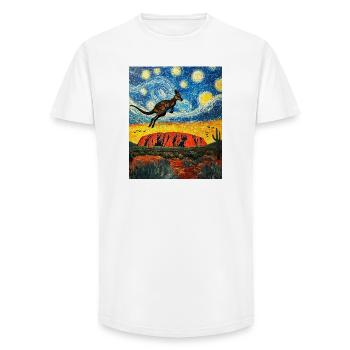 Kangeru Australia Van Gogh Style Starry Night - Long Fit Men's T-Shirt - white - Front - AI Model Male 185 light (185cm)