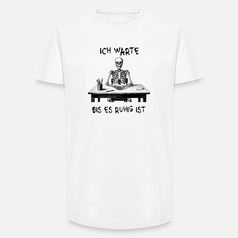 I'll wait until it's quiet - skeleton - Long Fit Men's T-Shirt - white