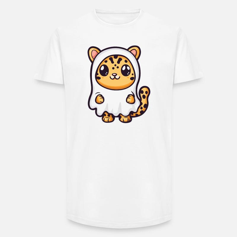 Leopard Halloween Geist - Long Fit Männer T-Shirt - Weiß