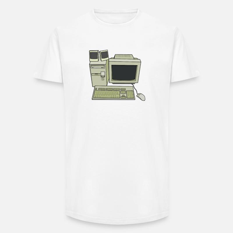 Retro Computer Desk Einrichtung - Long Fit Männer T-Shirt - Weiß