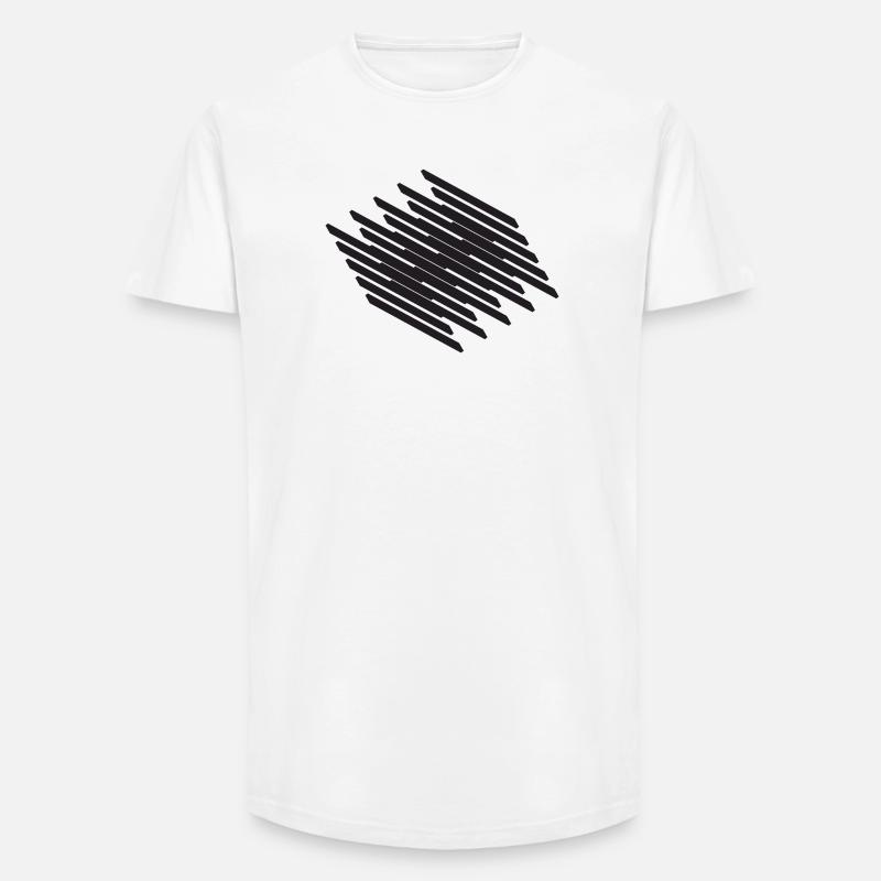 Diagonal Scribble Monochrome Pattern - Long Fit Men's T-Shirt - white