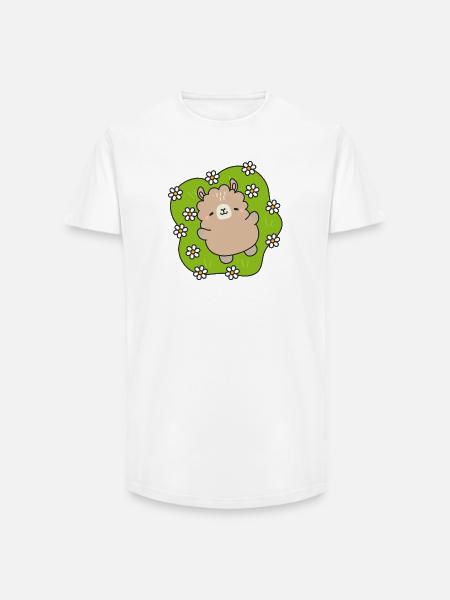 Glücklicher Bär im Blumengarten - Long Fit Männer T-Shirt - Weiß