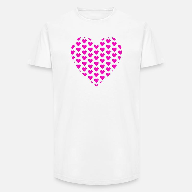 Herzherzen Patchmuster  - Long Fit Männer T-Shirt - Weiß