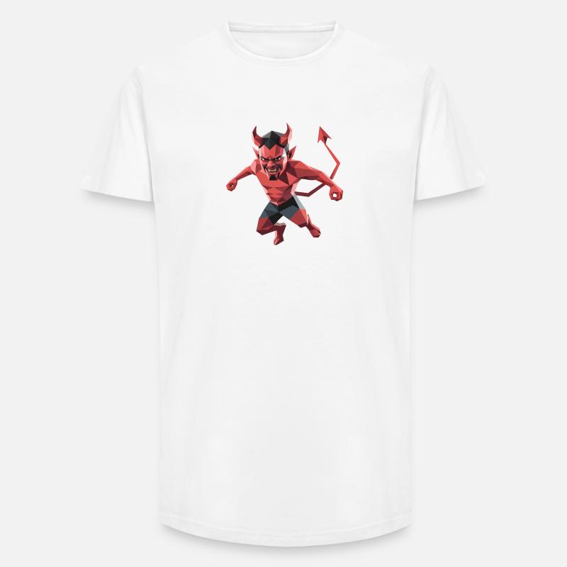 Devil - Cool Low Poly Logo - Long Fit Men's T-Shirt - white