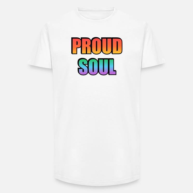 Typographie dégradée Proud Soul - T-shirt coupe longue homme - blanc