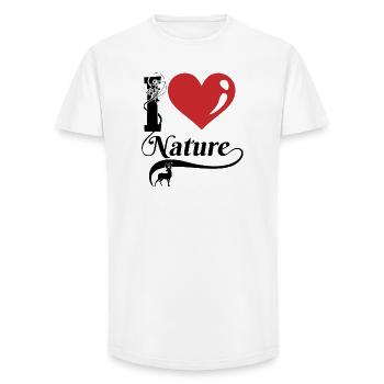 J’aime la nature - T-shirt coupe longue homme - blanc - Devant - AI Model Male 185 light (185cm)