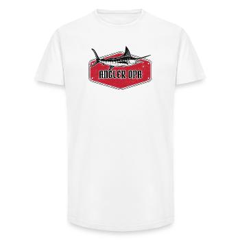 PÊCHEUR GRAND-PÈRE MARLIN MODERNE - T-shirt coupe longue homme - blanc - Devant - AI Model Male 185 light (185cm)