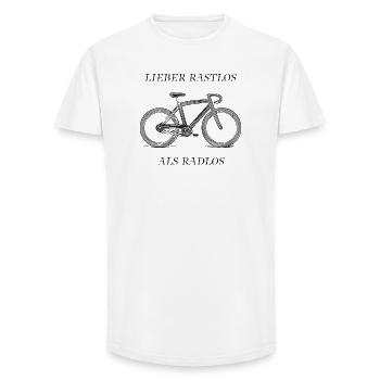 Fahrrad Lieber Rastlos als Radlos  - Long Fit Männer T-Shirt - Weiß - Vorne - AI Model Male 185 light (185cm)