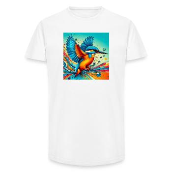 martin-pêcheur - T-shirt coupe longue homme - blanc - Devant - AI Model Male 185 light (185cm)