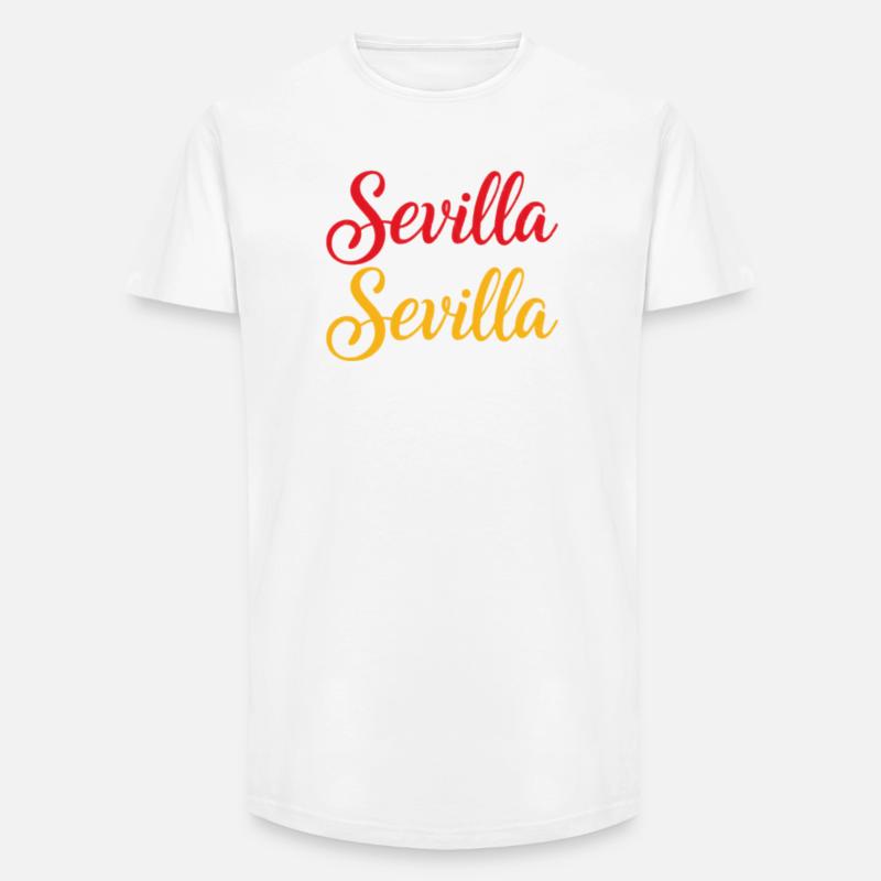 Sevilla Script Duo Rot Gelb Retro - Long Fit Männer T-Shirt - Weiß