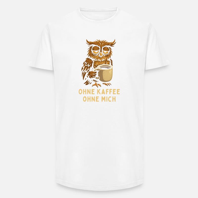Nickernde Eule mit Kaffee - Long Fit Männer T-Shirt - Weiß