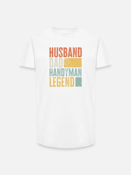 Husband Dad Handyman Legend Retro Craftsman - Long Fit Men's T-Shirt - white