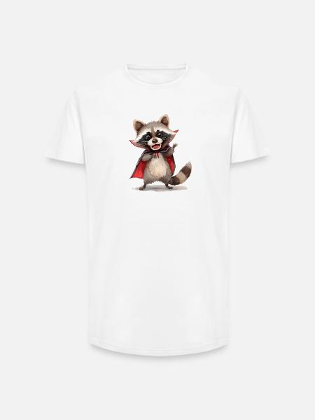 Lustiger Dracula-Waschbär – Halloween Design - Long Fit Männer T-Shirt - Weiß