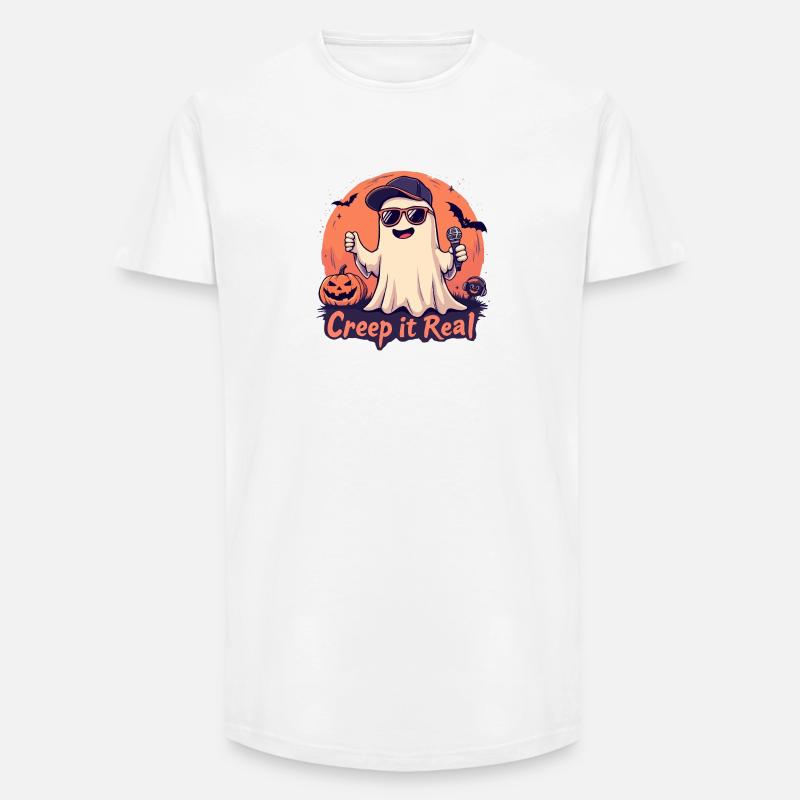 Creep It Real Ghost mit Mikrofon - Long Fit Männer T-Shirt - Weiß
