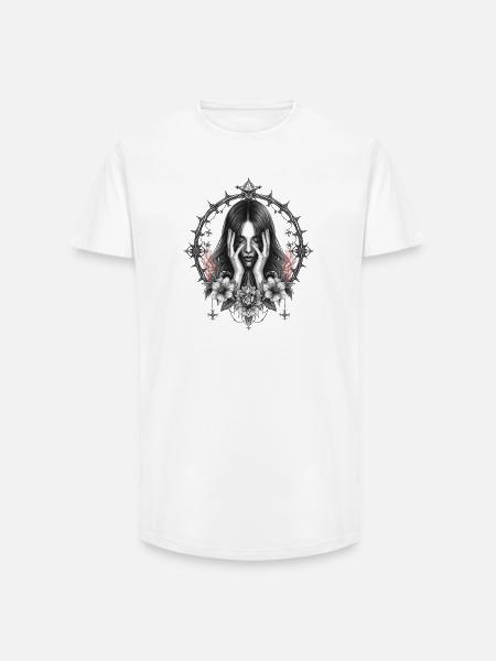 Gothic Flower Rings Portrait - Long Fit Men's T-Shirt - white