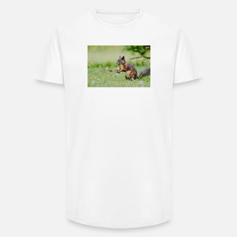 Eichhörnchen Mosaic im Grasenfeld - Long Fit Männer T-Shirt - Weiß