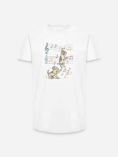 Music Playing Dogs Illustration - Long Fit Men's T-Shirt - white