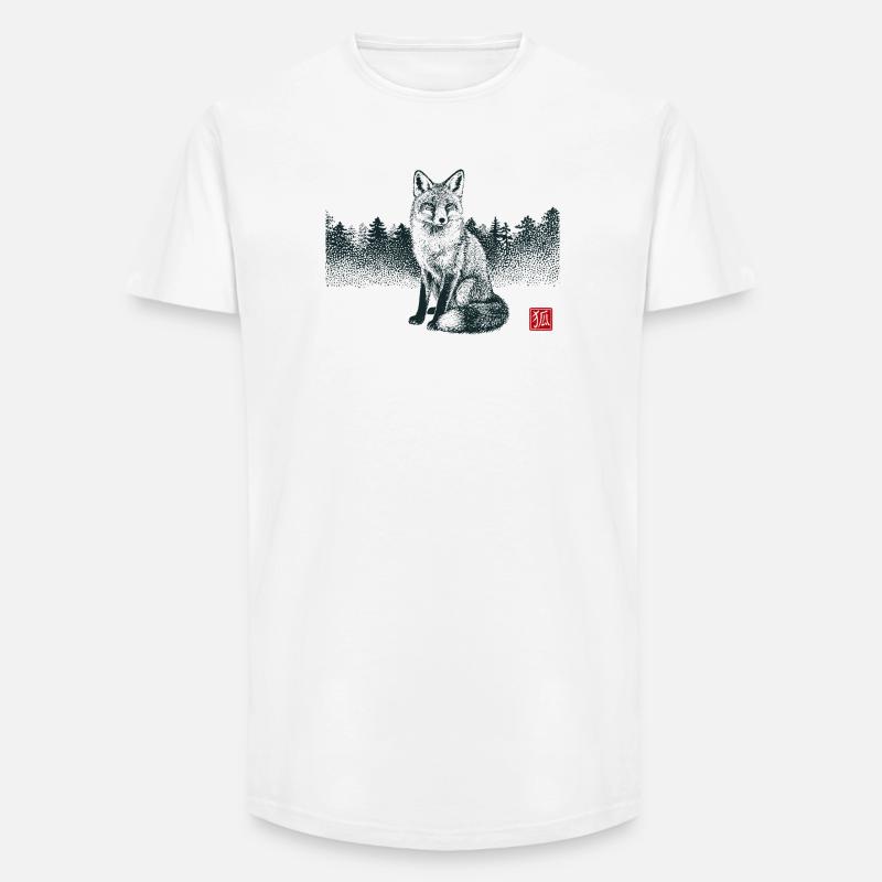 Kitsune Fuchs mit Hanko Stempel - Long Fit Männer T-Shirt - Weiß
