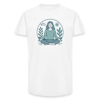Frau Zen Meditation Natur Yoga - Long Fit Männer T-Shirt - Weiß - Vorne - AI Model Male 185 light (185cm)