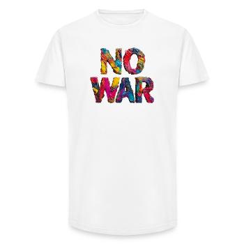 No War Farbstarkes Statement - Long Fit Männer T-Shirt - Weiß - Vorne - AI Model Male 185 light (185cm)