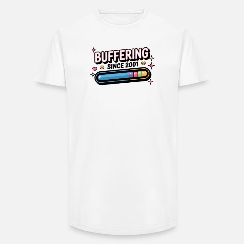 Y2K Retro – Buffering Since 2001 - Long Fit Männer T-Shirt - Weiß