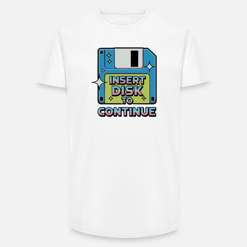 Y2K Retro – Insert Disk to Continue - Long Fit Männer T-Shirt - Weiß