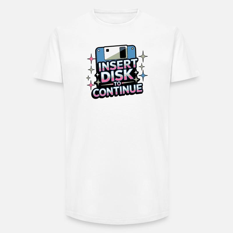 Y2K Retro – Insert Disk to Continue - Long Fit Männer T-Shirt - Weiß