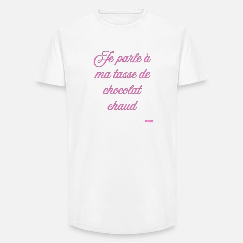 Pink Script Hot Chocolate Mug - Long Fit Men's T-Shirt - white