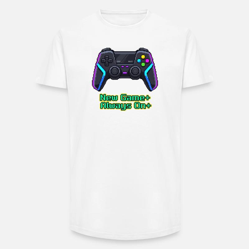 Neon Pixel Controller New Game Plus - T-shirt coupe longue homme - blanc