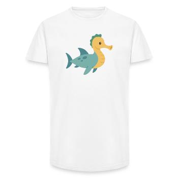 Seepferdchen-Hai im Meer - Long Fit Männer T-Shirt - Weiß - Vorne - AI Model Male 185 light (185cm)