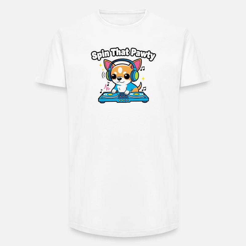 Spin That Pawty DJ Pup - Long Fit Männer T-Shirt - Weiß