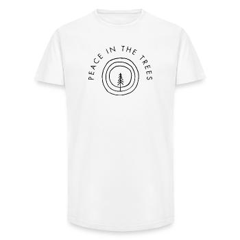 peace_in_the_trees - Long Fit Männer T-Shirt - Weiß - Vorne - AI Model Male 185 light (185cm)