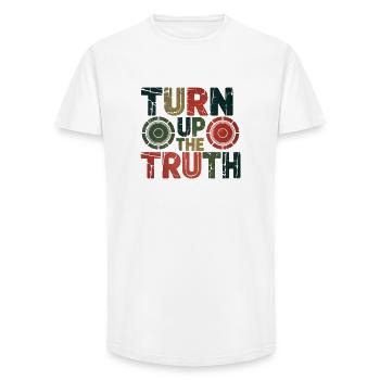 Retro Grunge – Montez la vérité - T-shirt coupe longue homme - blanc - Devant - AI Model Male 185 light (185cm)