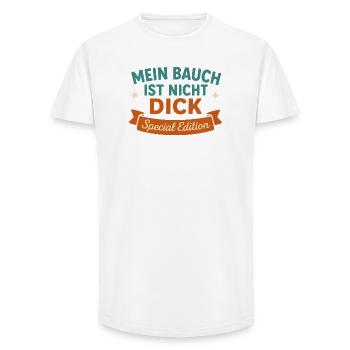 Mein Bauch ist nicht dick – Special Edition - Long Fit Männer T-Shirt - Weiß - Vorne - AI Model Male 185 light (185cm)