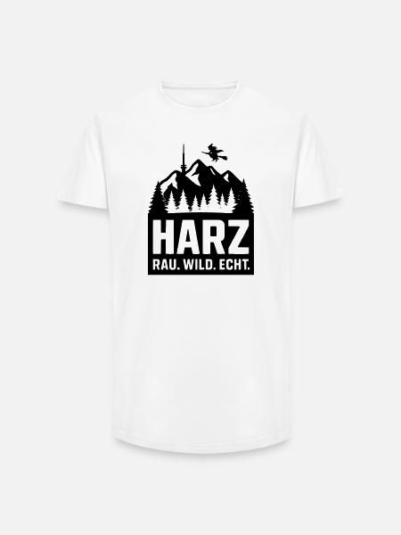 harz wild rau echt - Long Fit Männer T-Shirt - Weiß