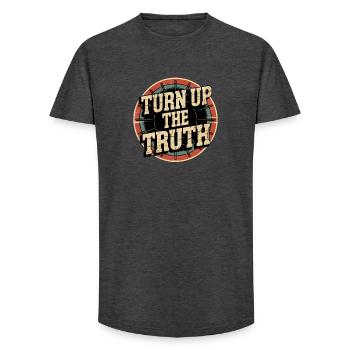 Retro Grunge – Montez la vérité - T-shirt coupe longue homme - charbon - Devant - AI Model Male 185 light (185cm)