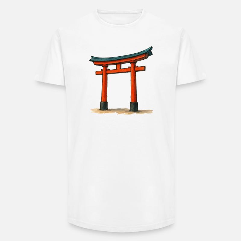 Roter Shinto Torii Gate Illustration - Long Fit Männer T-Shirt - Weiß