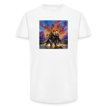 Lion Warrior with Armor and Cape - Long Fit Men's T-Shirt - white - Front - AI Model Male 185 light (185cm)