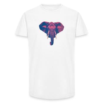 Colorful Elephant Head — Bold Pop Art Design - Long Fit Men's T-Shirt - white - Front - AI Model Male 185 light (185cm)