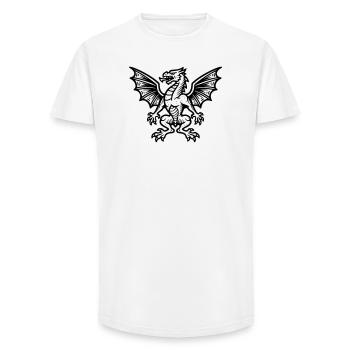 mittelalter-wappen-drache-heraldik-symbol_2 - Long Fit Männer T-Shirt - Weiß - Vorne - AI Model Male 185 light (185cm)