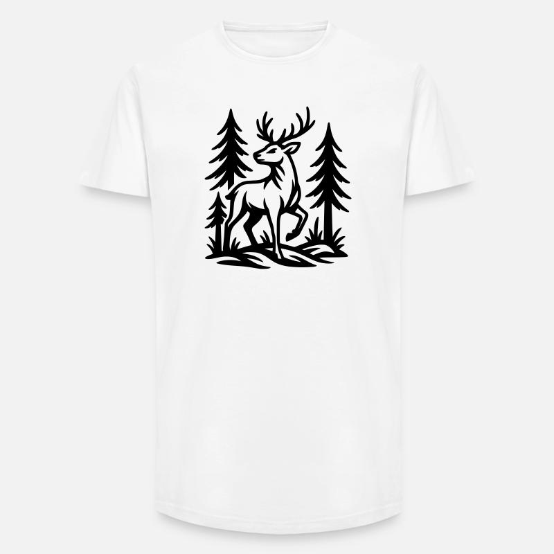 Reh - Long Fit Männer T-Shirt - Weiß