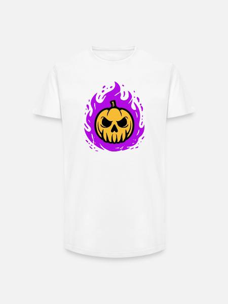 Orange pumpkin with purple flames - Long Fit Men's T-Shirt - white