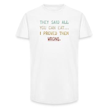 Essen Saying - Long Fit Men's T-Shirt - white - Front - AI Model Male 185 light (185cm)