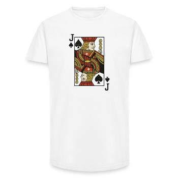 Impression d’art de carte Knight Joker - T-shirt coupe longue homme - blanc - Devant - AI Model Male 185 light (185cm)