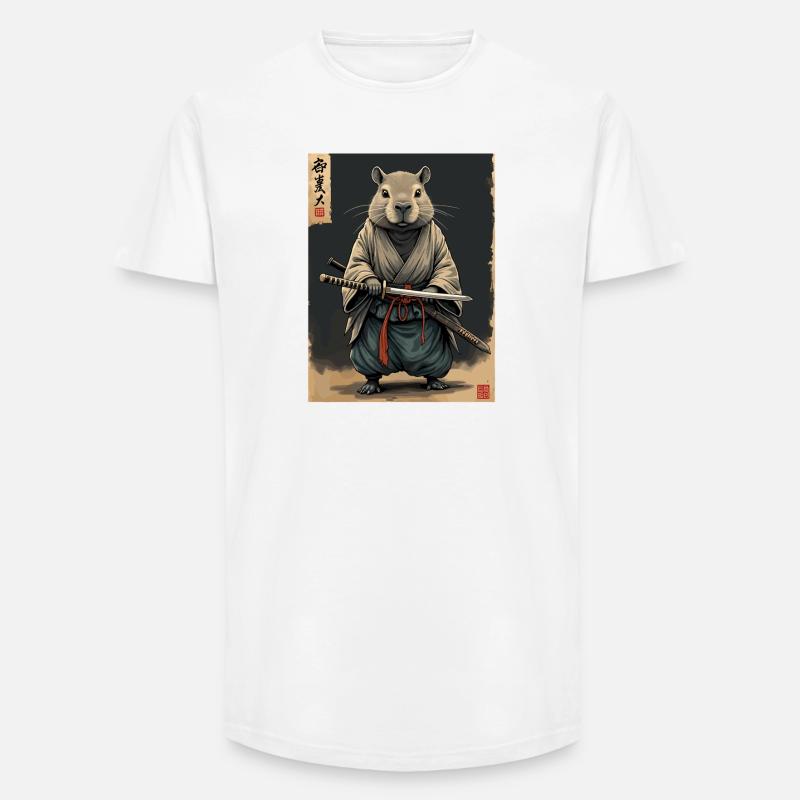 Cappibara-Samurai mit Katana - Long Fit Männer T-Shirt - Weiß