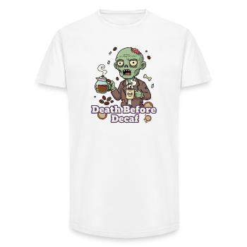 Zombie Coffee Death Before Decaf - Long Fit Men's T-Shirt - white - Front - AI Model Male 185 light (185cm)