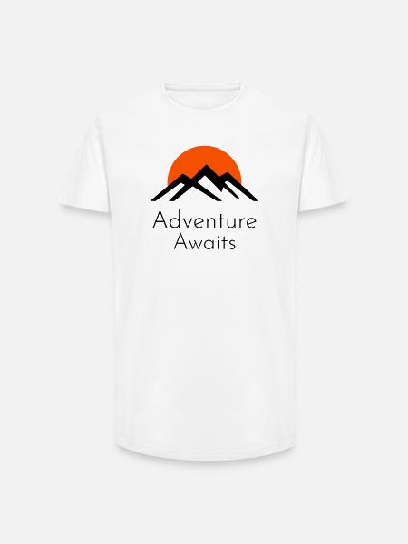 Adventure Awaits – Mountains & Sunset - Long Fit Men's T-Shirt - white