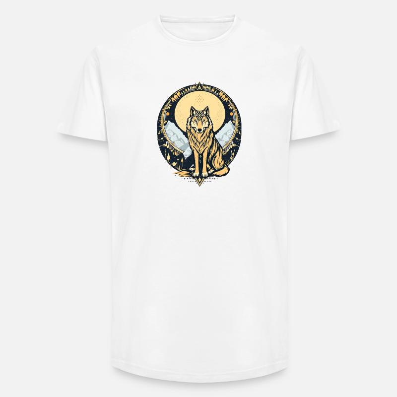 Boho Wolf - Long Fit Männer T-Shirt - Weiß
